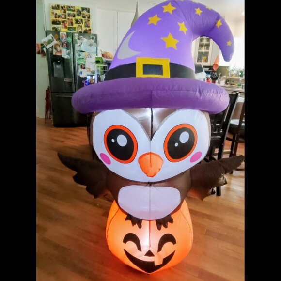 5FT Owl Standing Pumpkin Halloween Blow Up Inflatable Decoration with LED Light - Picture 1 of 10
